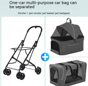 Pet Stroller for Small Dogs & Cats — Lightweight Foldable Dog Stroller, Durable Steel Frame with Breathable Mesh