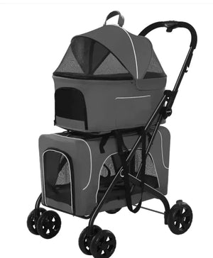 Pet Stroller for Small Dogs & Cats — Lightweight Foldable Dog Stroller, Durable Steel Frame with Breathable Mesh