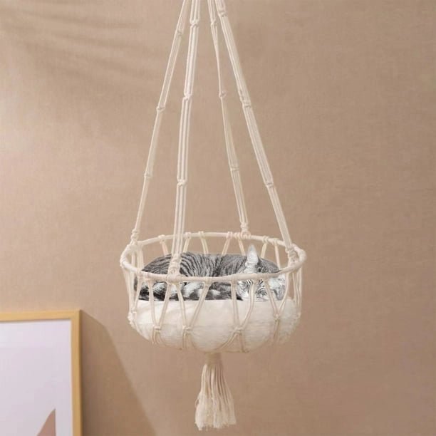Cozy Cat Swing Bed | Elevated Hanging Hammock Nest with Soft Cushion - petcareville