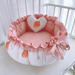 Small Dog & Cat Kennel Bed — Plush PP Cotton Nest with Orthopedic Support, Washable, Lightweight, Stylish Secure Design