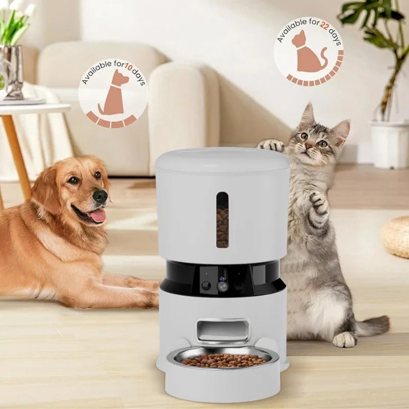 SmartServe 5L Automatic Cat Feeder with 1080P HD Camera & Two-Way Audio – App Control, Dog & Cat Food Dispenser - petcareville