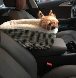 Auto Pup Lounge with Cushion — Car Safety Seat Pet Nest, Plush, Secure & Easy-Clean for Small Pets - petcareville
