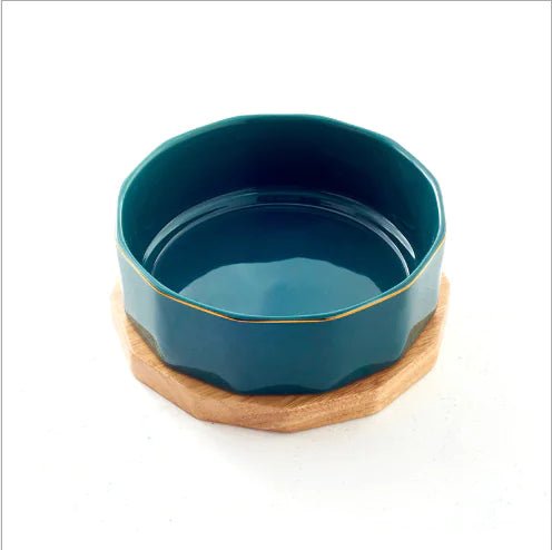 Chic Non-Slip Ceramic Cat Dish — Durable, Elegant Feeding Bowl in Grey, Green, and Purple, 16x6cm - petcareville