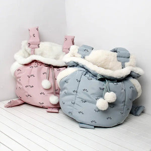 Cozy Pet Winter Carrier Backpack – Plush Flannel Travel Bag for Small Dogs & Cats, Warm & Lightweight - petcareville