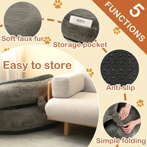 Dog & Human Bed — Oversized Luxury Lounger with Soft Durable Fabric, Stain-Resistant, Stylish Light Gray Design