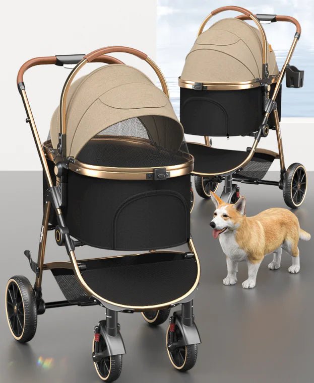 Folding Pet Stroller – Lightweight Aluminum Frame, Travel-Friendly Design - petcareville