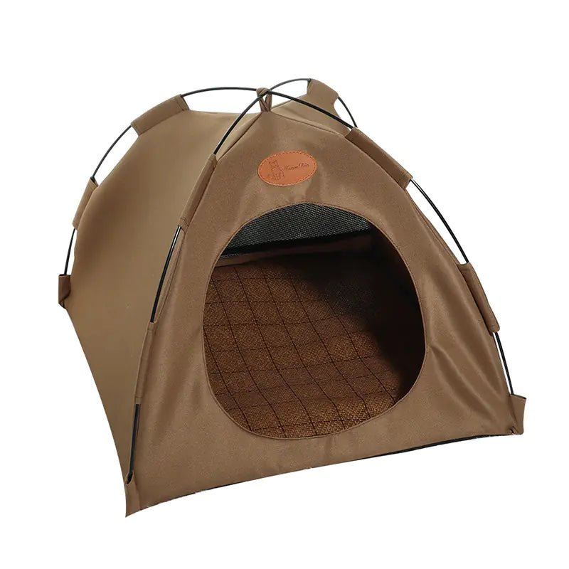 Pet Tent Cave for Cats and Dogs - Indoor/Outdoor Portable Canvas Shelter with Cushion